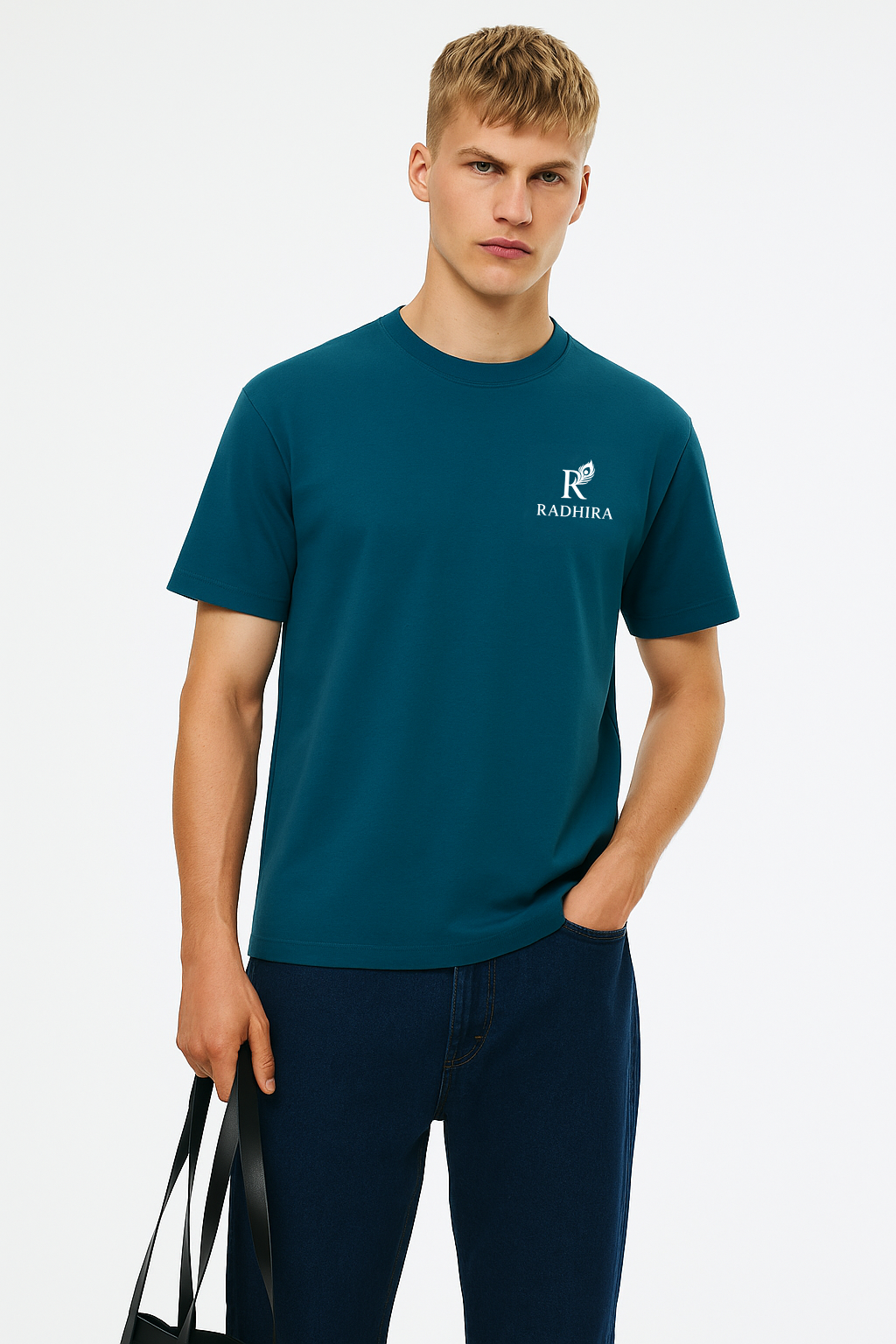 Oversized  Classic Teel Blue T-Shirt – Logo Edition